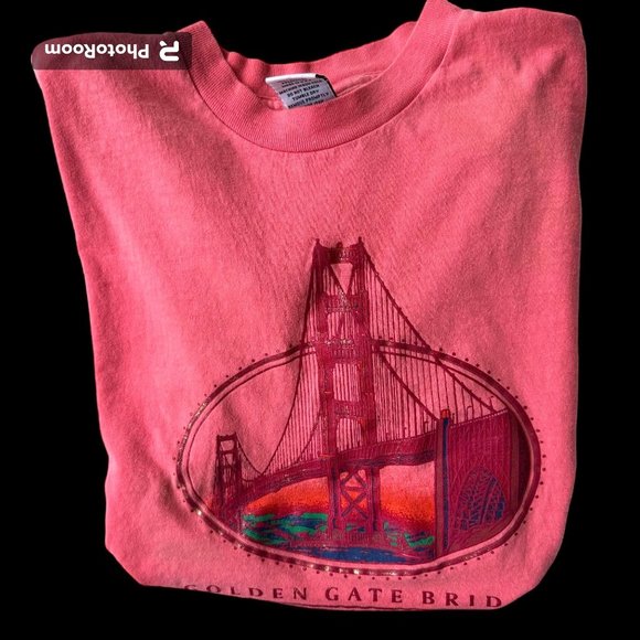 Vintage 80s 90s San Francisco T Shirt Large Golden Gate Bridge PSI Sport… - Picture 2 of 12